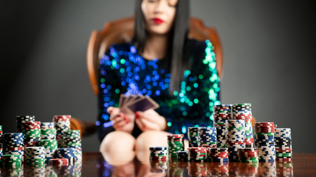 Woman playing in casino