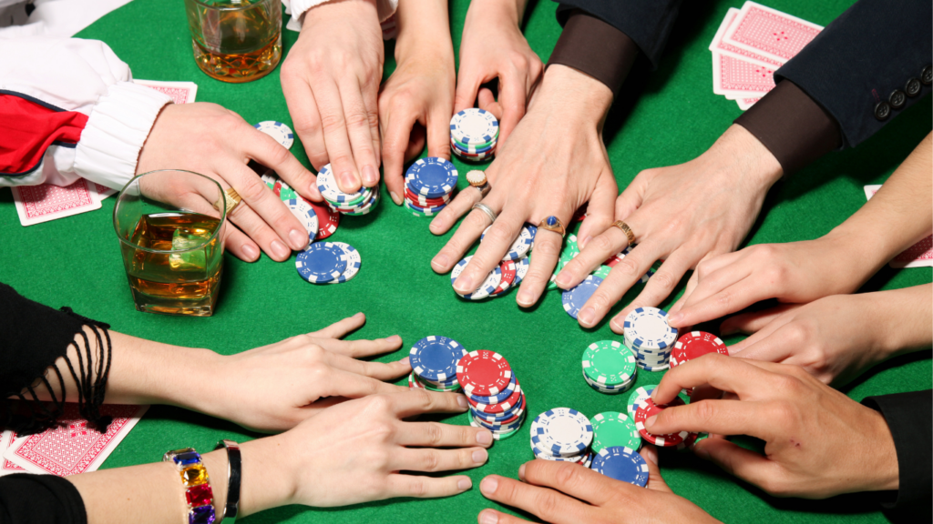 hands of the gamblers in casino table